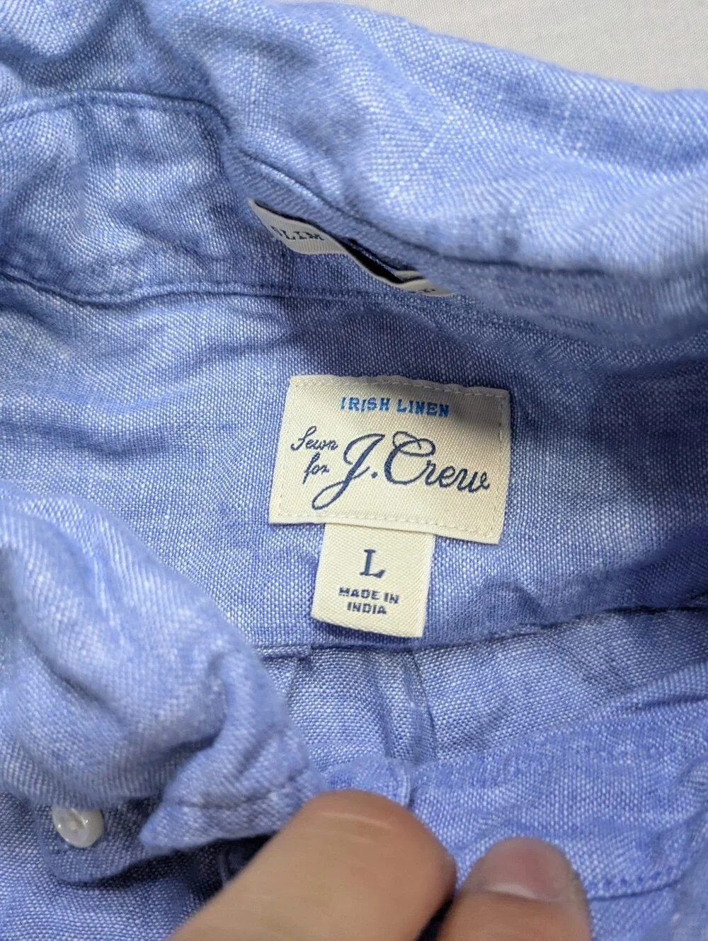 J.Crew Baird McNutt Irish Linen Slim Untucked Shirt Mens L Blue
